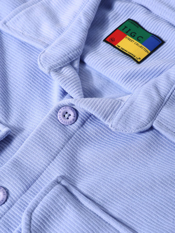 Men's Blue Relaxed Fit Street Solid Shirt