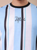 Men's Blue Slim Fit Striped Round Neck T-shirt