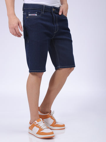 Men's Blue Slim Fit Solid Denim Shorts – TIGC