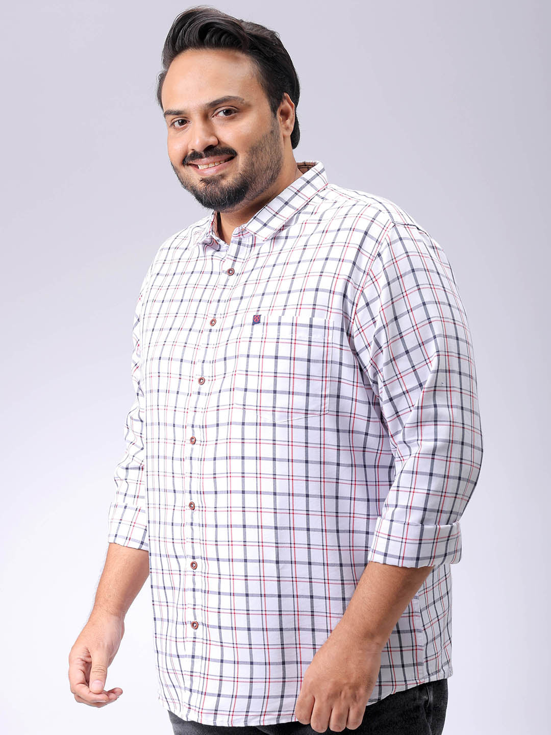 Men's Plus Size Checked Casual Shirt
