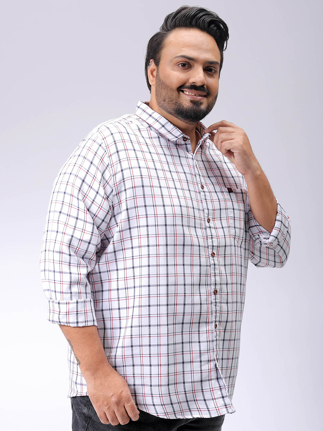 Men's Plus Size Checked Casual Shirt
