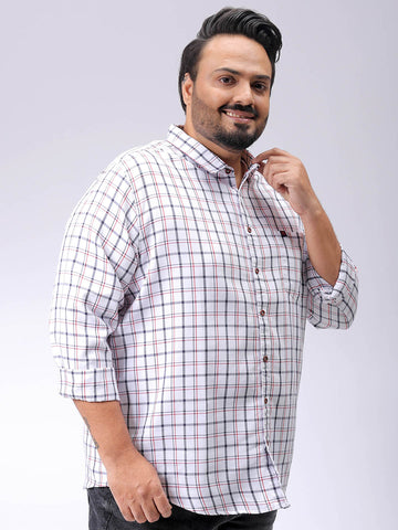 Men's Plus Size Checked Casual Shirt