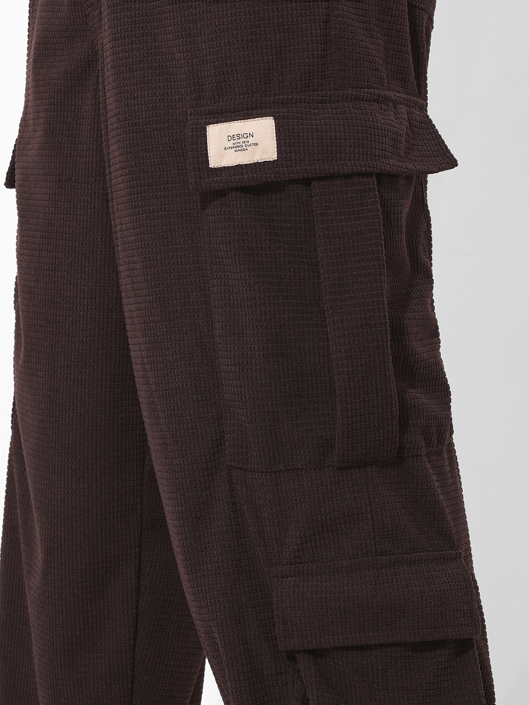 Men Wide Leg Fit Brown Cargo