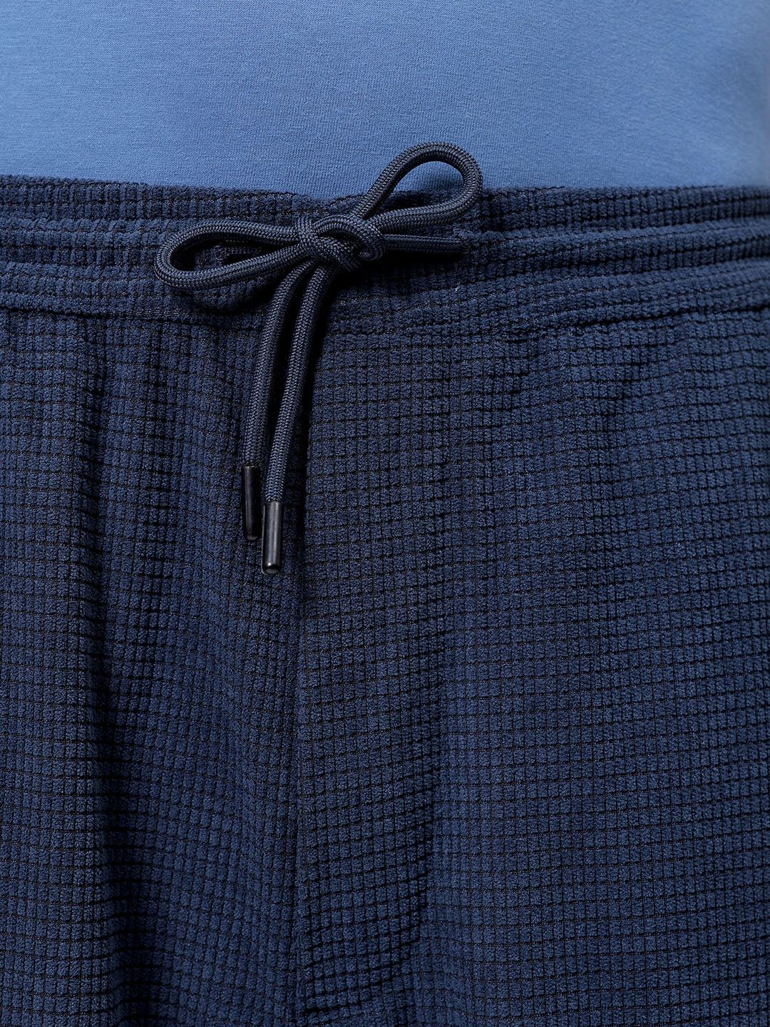 Men's Blue Loose Wide Leg Textured Mid-Rise Elasticated Cargo Joggers