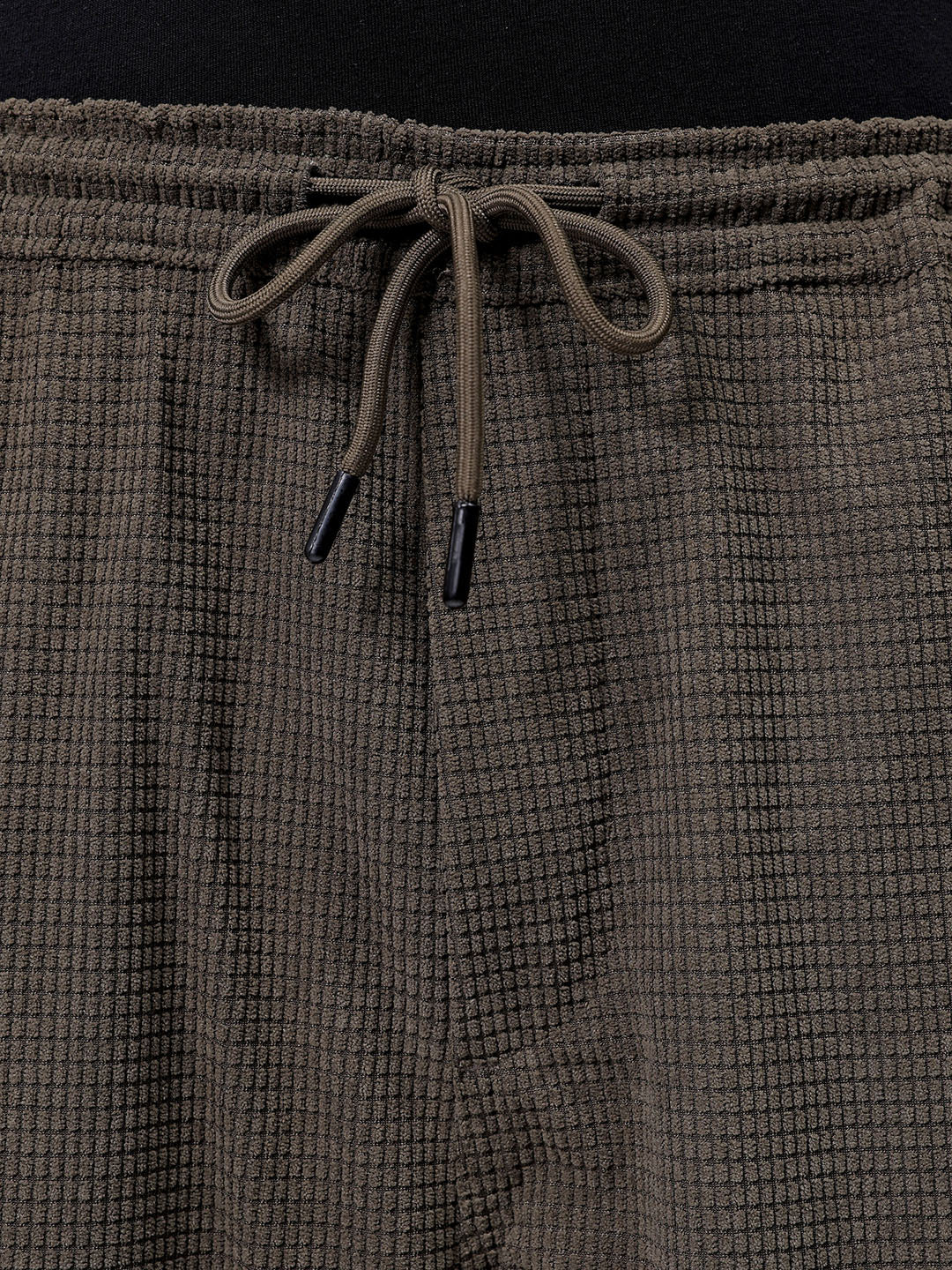 Men's Olive Loose Wide Leg Textured Mid-Rise Elasticated Cargo Joggers