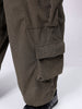 Men's Olive Loose Wide Leg Textured Mid-Rise Elasticated Cargo Joggers