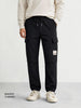 Men's Black Baggy Fit Textured Utility Cargo