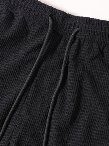 Men's Black Baggy Fit Textured Utility Cargo