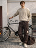 Men's Brown Baggy Fit Textured Utility Cargo