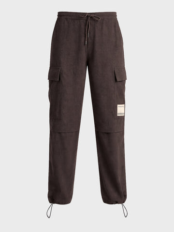 Men's Brown Baggy Fit Textured Utility Cargo