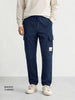 Men's Blue Baggy Fit Textured Utility Cargo