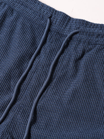 Men's Blue Baggy Fit Textured Utility Cargo