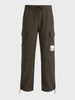 Men's Olive Baggy Fit Textured Utility Cargo