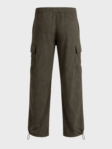 Men's Olive Baggy Fit Textured Utility Cargo