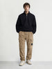 Men's Grey Baggy Fit Textured Utility Cargo
