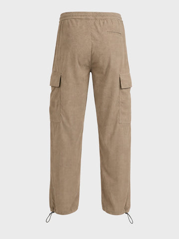 Men's Grey Baggy Fit Textured Utility Cargo