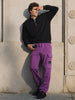 Men's Purple Baggy Fit Textured Utility Cargo