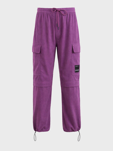 Men's Purple Baggy Fit Textured Utility Cargo