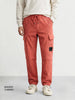 Men's Red Baggy Fit Textured Utility Cargo