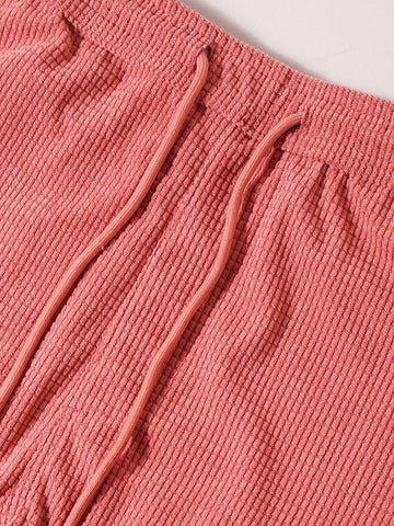 Men's Red Baggy Fit Textured Utility Cargo