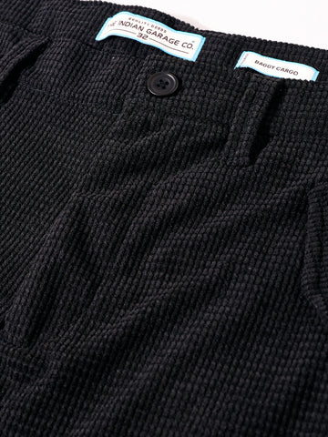 Men's Black Baggy Fit Textured Utility Cargo