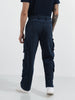 Men's Blue Baggy Fit Textured Utility Cargo