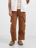 Men's Khaki Baggy Fit Textured Utility Cargo