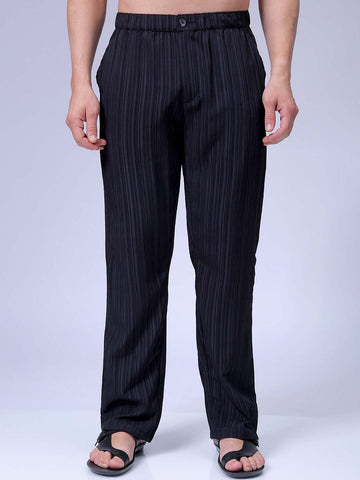Men's Black Loose Fit Resort Wear Trousers
