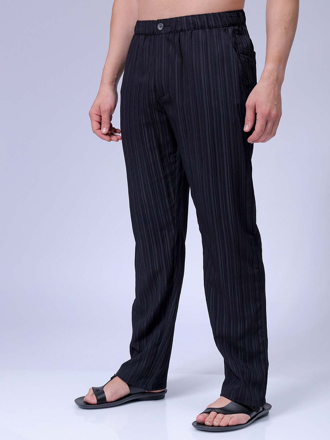 Men's Black Loose Fit Resort Wear Trousers