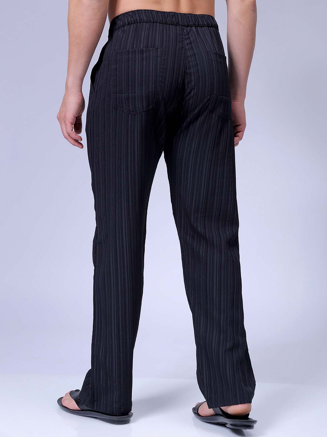 Men's Black Loose Fit Resort Wear Trousers