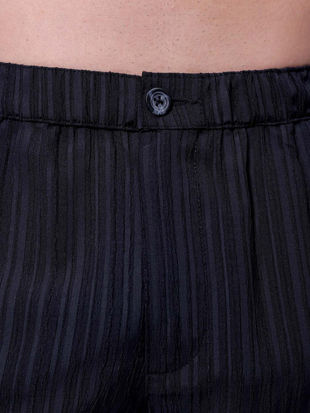 Men's Black Loose Fit Resort Wear Trousers