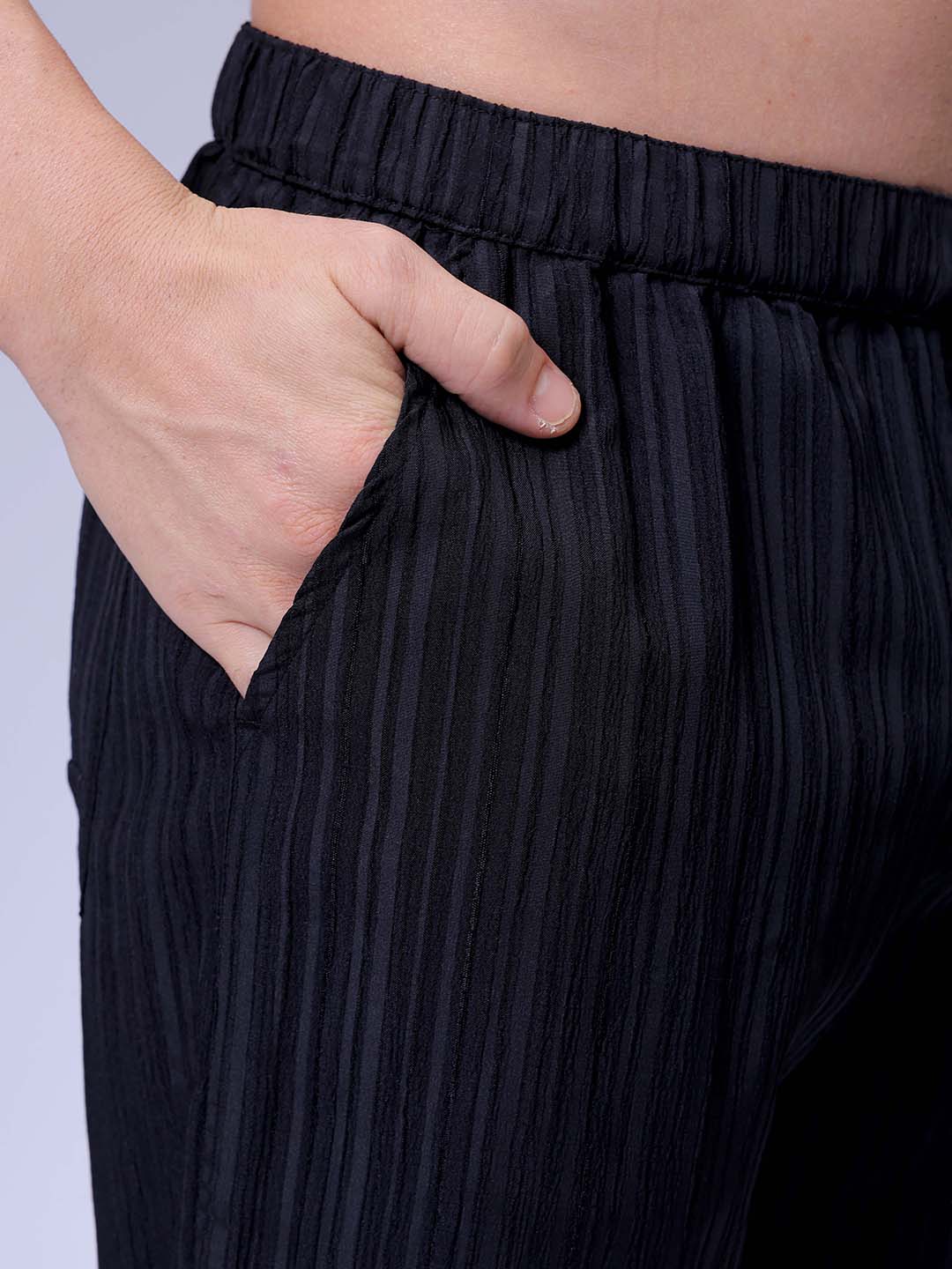 Men's Black Loose Fit Resort Wear Trousers