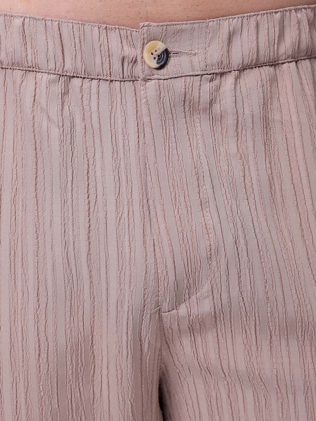 Men's Beige Loose Fit Resort Wear Trousers