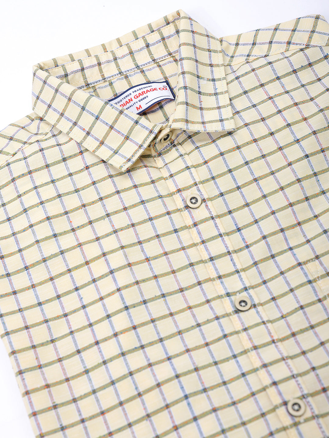 Men's Yellow Slim Fit Checked Casual Shirt