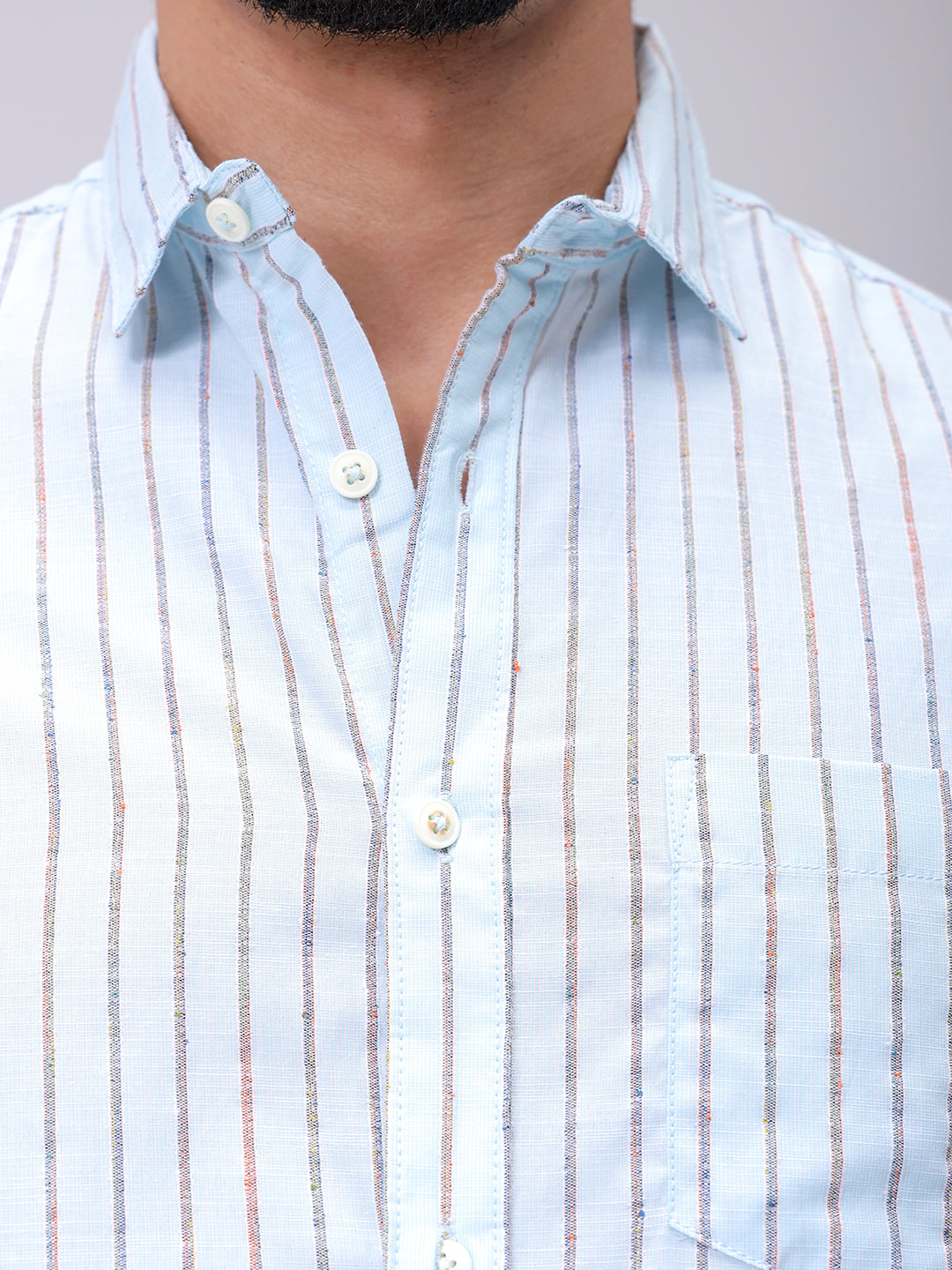 Men's Blue Slim Fit Striped Casual Shirt