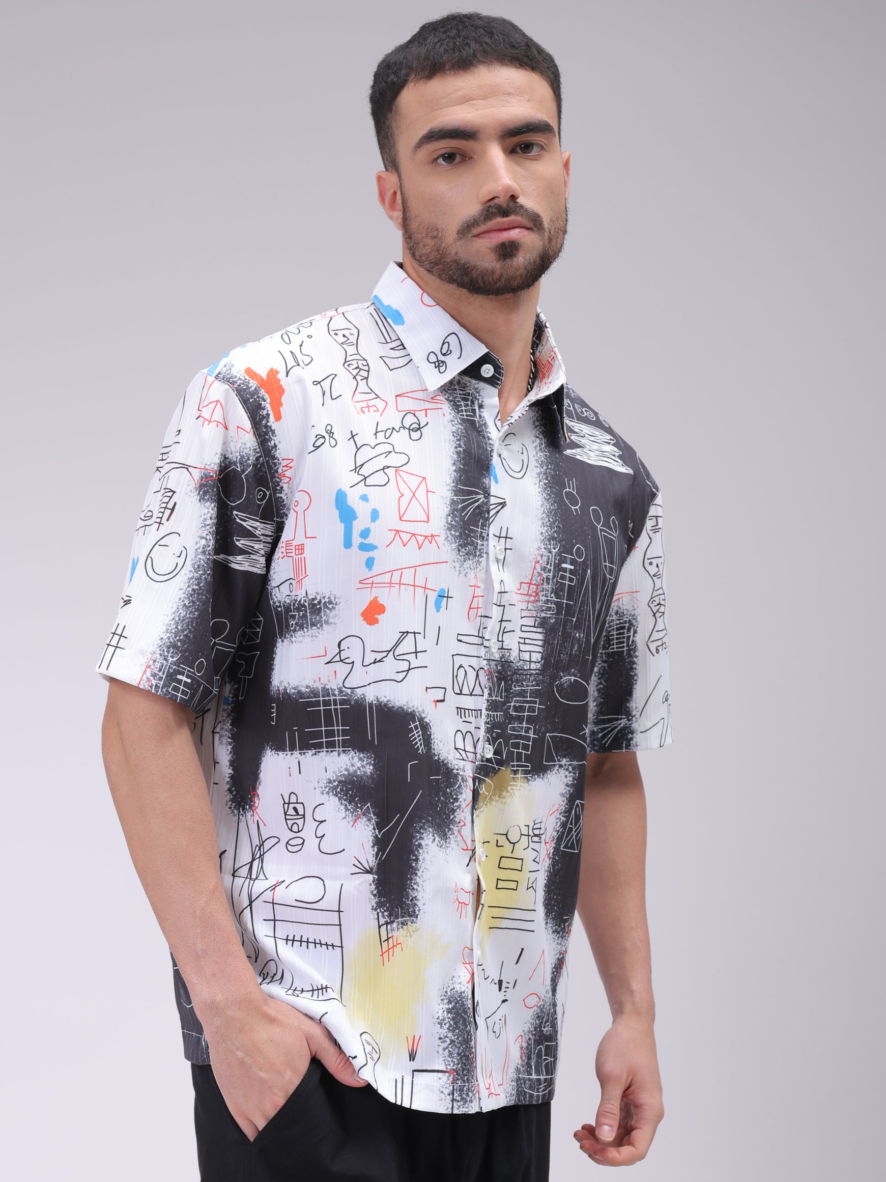 Men's White Boxy Fit Kidult Shirt