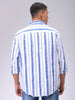 Men's Blue Relaxed Fit Striped Resortwear Shirt
