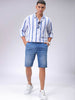 Men's Blue Relaxed Fit Striped Resortwear Shirt