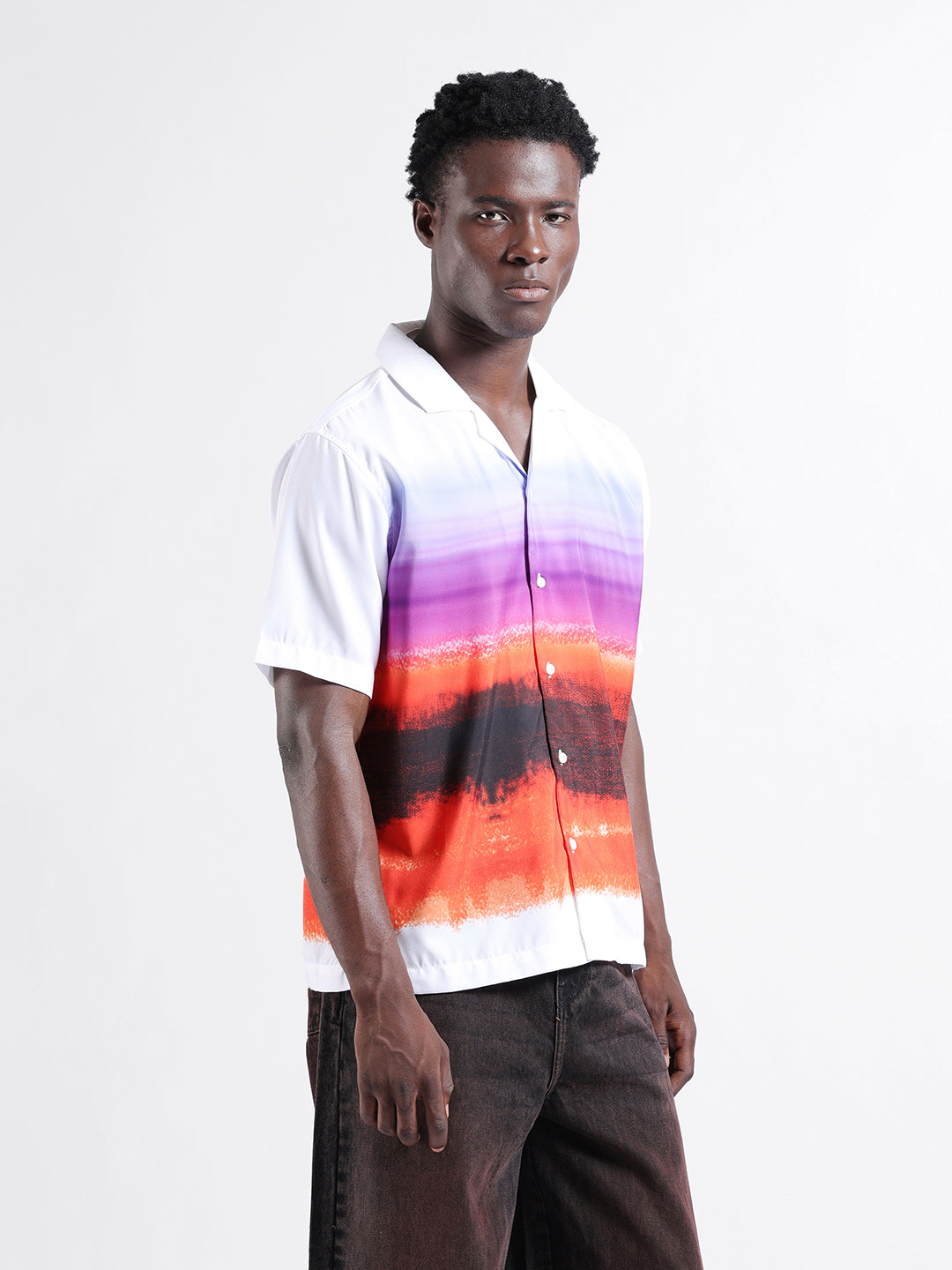 Men's Multicolor Oversized Fit Printed Print Shirt