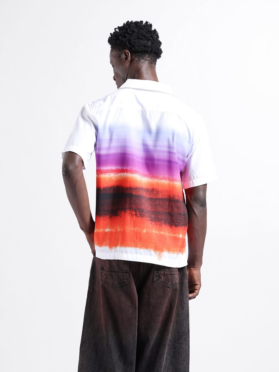 Men's Multicolor Oversized Fit Printed Print Shirt
