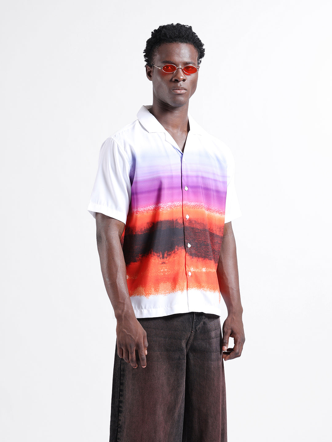 Men's Multicolor Oversized Fit Printed Print Shirt