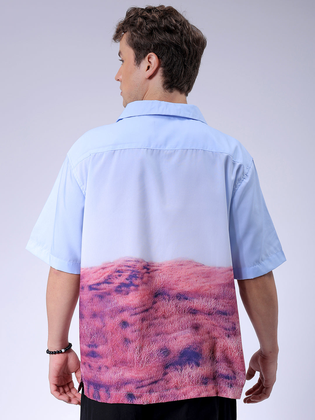 Men's Blue Oversized Fit Metaverse Streetwear Shirt