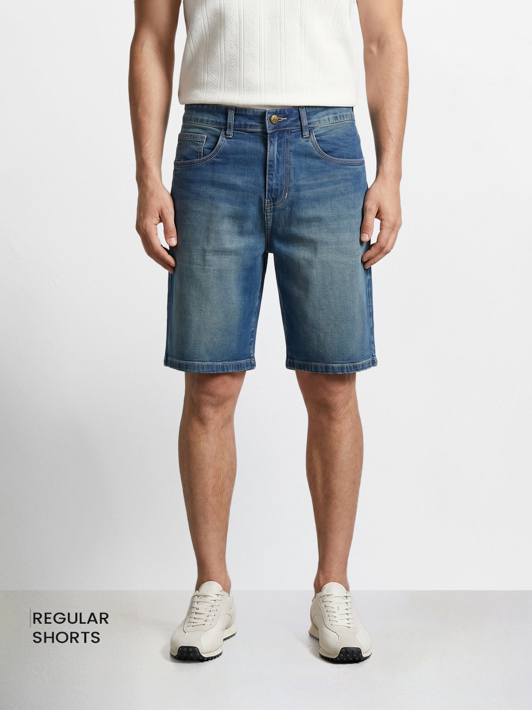 Men's Blue Regular Fit Solid Casual Shorts