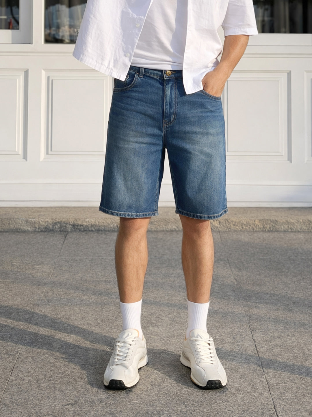 Men's Blue Regular Fit Solid Casual Shorts