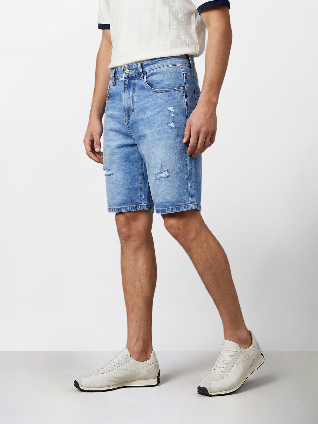 Men's Blue Regular Fit Solid Casual Shorts