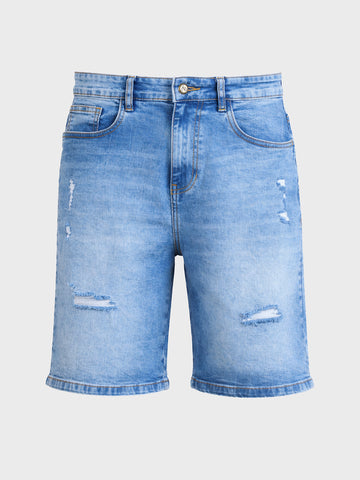Men's Blue Regular Fit Solid Casual Shorts