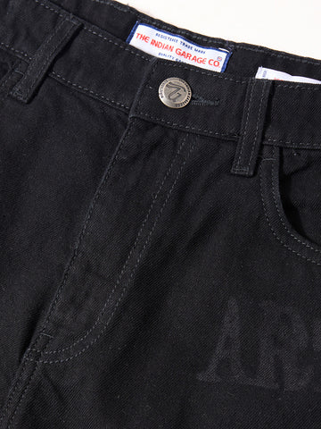 Men's Black Regular Fit Printed Retro Wear Shorts