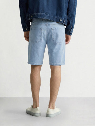 Men's Blue Regular Fit Solid Casual Shorts