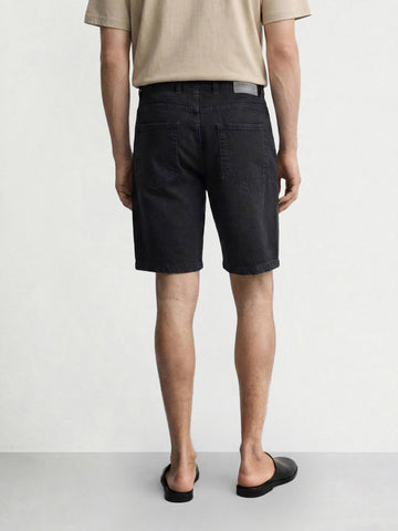 Men's Black Regular Fit Solid Casual Shorts