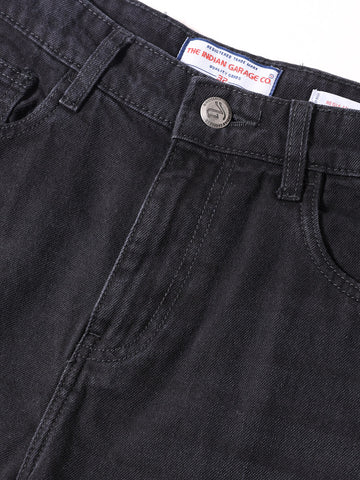 Men's Black Regular Fit Solid Casual Shorts